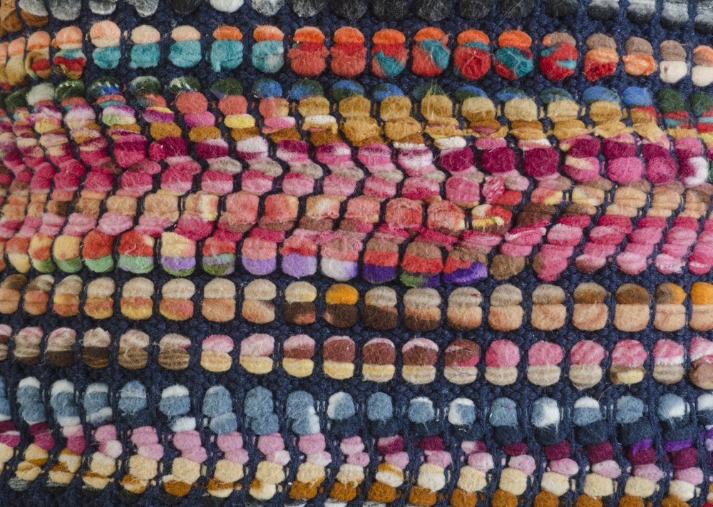 20" Pink Red And Blue Geometric Cotton Blend Throw Pillow Cover