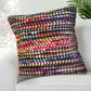 20" Pink Red And Blue Geometric Cotton Blend Throw Pillow Cover