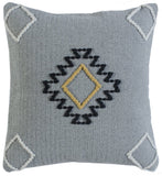 20" Gray And Yellow Geometric Cotton Blend Throw Pillow Cover