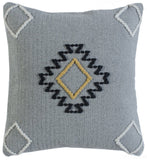 20" Gray And Yellow Geometric Cotton Blend Throw Pillow Cover with Embroidery And Texture