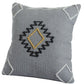 20" Gray And Yellow Geometric Cotton Blend Throw Pillow Cover with Embroidery And Texture