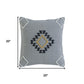 20" Gray And Yellow Geometric Cotton Blend Throw Pillow Cover with Embroidery And Texture