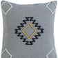 20" Gray And Yellow Geometric Cotton Blend Throw Pillow Cover with Embroidery And Texture