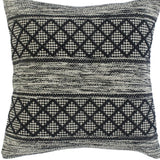 20" Black And White Diamond Cotton Blend Throw Pillow Cover with Embroidery And Texture