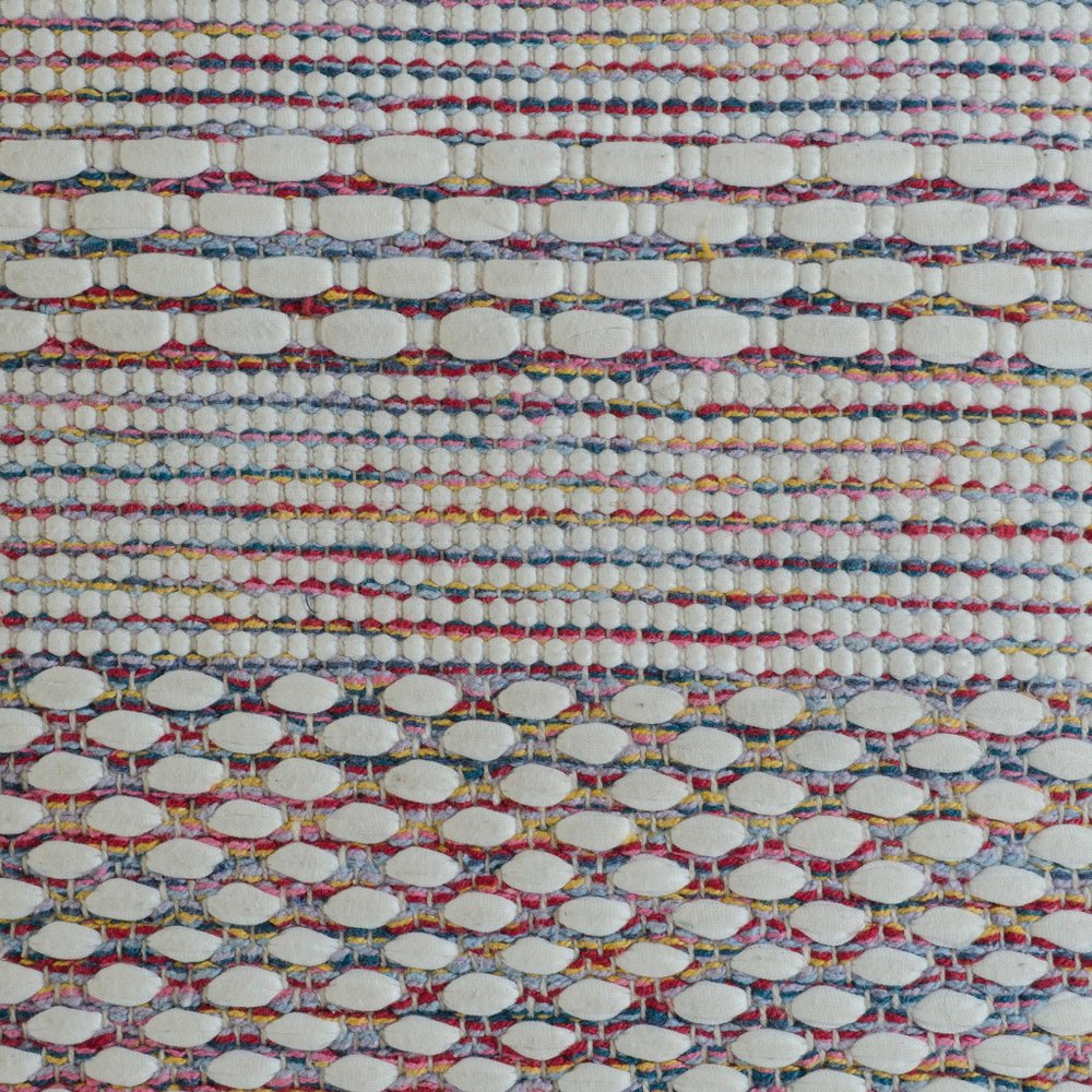 20" Cream Blue And Red Striped Cotton Blend Throw Pillow Cover