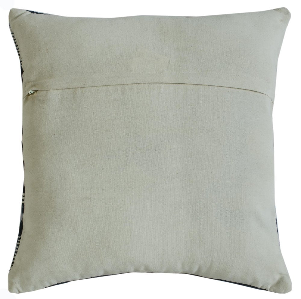 20" Blue And White Striped Cotton Blend Throw Pillow Cover with Embroidery And Texture