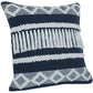 20" Blue And White Striped Cotton Blend Throw Pillow Cover