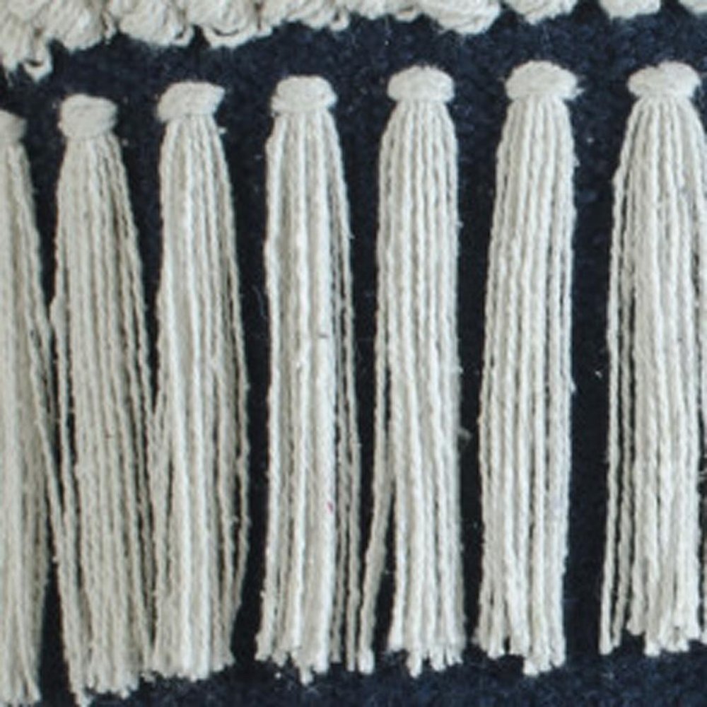 20" Blue And White Striped Cotton Blend Throw Pillow Cover