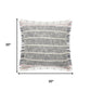 20" Gray And Pink Striped Cotton Throw Pillow Cover with Fringe