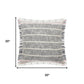 20" Gray And Pink Striped Cotton Throw Pillow Cover