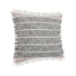 20" Gray And Pink Striped Cotton Throw Pillow Cover with Fringe