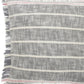 20" Gray And Pink Striped Cotton Throw Pillow Cover with Fringe