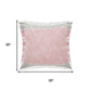 20" Pink And Gray Color Block Cotton Throw Pillow Cover with Fringe