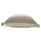 20" White And Tan Striped Cotton Throw Pillow Cover with Fringe