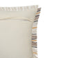 20" White And Tan Striped Cotton Throw Pillow Cover with Fringe