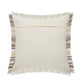 20" White And Tan Striped Cotton Throw Pillow Cover with Fringe