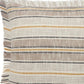 20" White And Tan Striped Cotton Throw Pillow Cover with Fringe