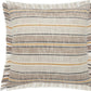 20" White And Tan Striped Cotton Throw Pillow Cover