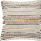 20" White And Tan Striped Cotton Throw Pillow Cover with Fringe