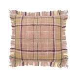 20" Pink And Yellow Plaid Cotton Throw Pillow Cover