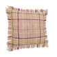 20" Pink Yellow And Sage Plaid Cotton Throw Pillow Cover with Fringe