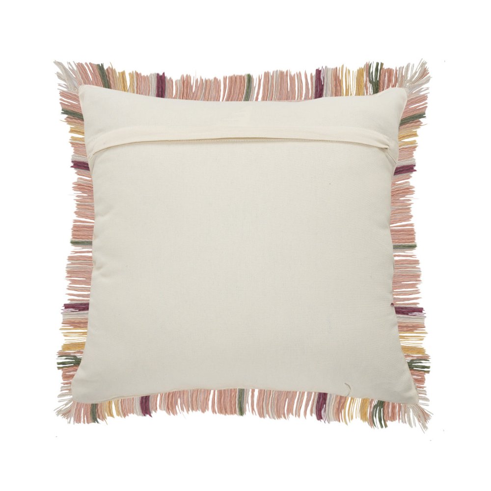 20" Pink Yellow And Sage Plaid Cotton Throw Pillow Cover with Fringe