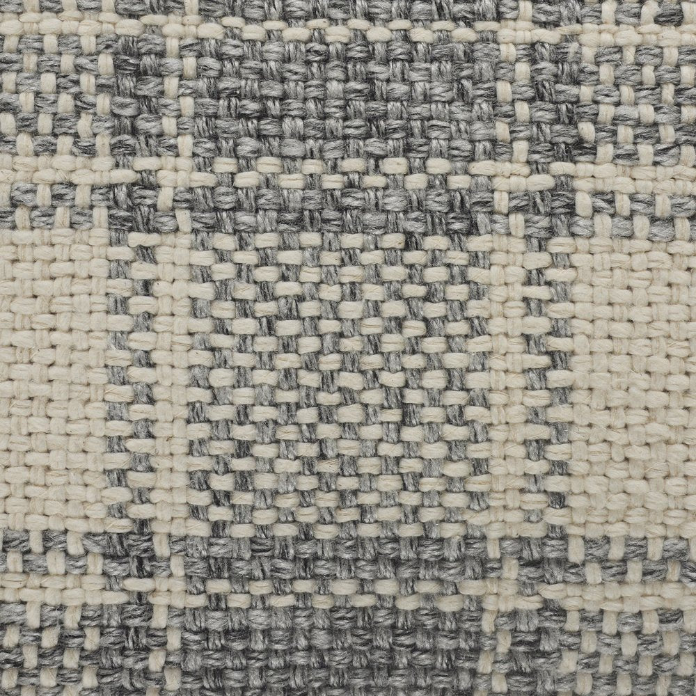 20" Gray And Ivory Plaid Cotton Blend Throw Pillow Cover with Fringe