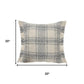 20" Gray And White Plaid Cotton Blend Throw Pillow Cover