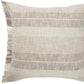 20" Beige And Ivory Striped Cotton Throw Pillow Cover with Fringe