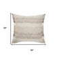 20" Beige And Ivory Striped Cotton Throw Pillow Cover with Fringe