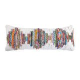 14" X 36" White Orange And Blue Lumbar Geometric Cotton Throw Pillow Cover