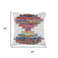 20" White Orange And Blue Geometric Cotton Throw Pillow Cover