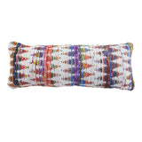 14" X 36" White Purple And Red Lumbar Geometric Cotton Blend Throw Pillow Cover