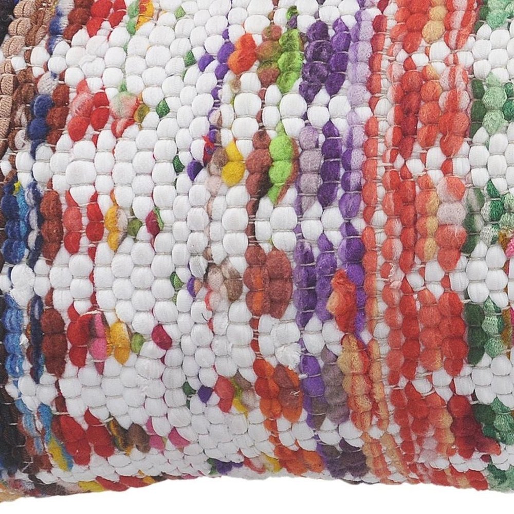 14" X 36" White Purple And Red Lumbar Geometric Cotton Blend Throw Pillow Cover