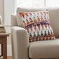 20" White Purple And Red Geometric Cotton Blend Throw Pillow Cover