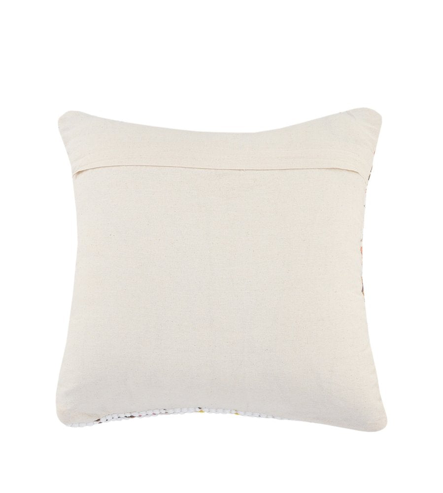 20" White Purple And Red Geometric Cotton Blend Throw Pillow Cover