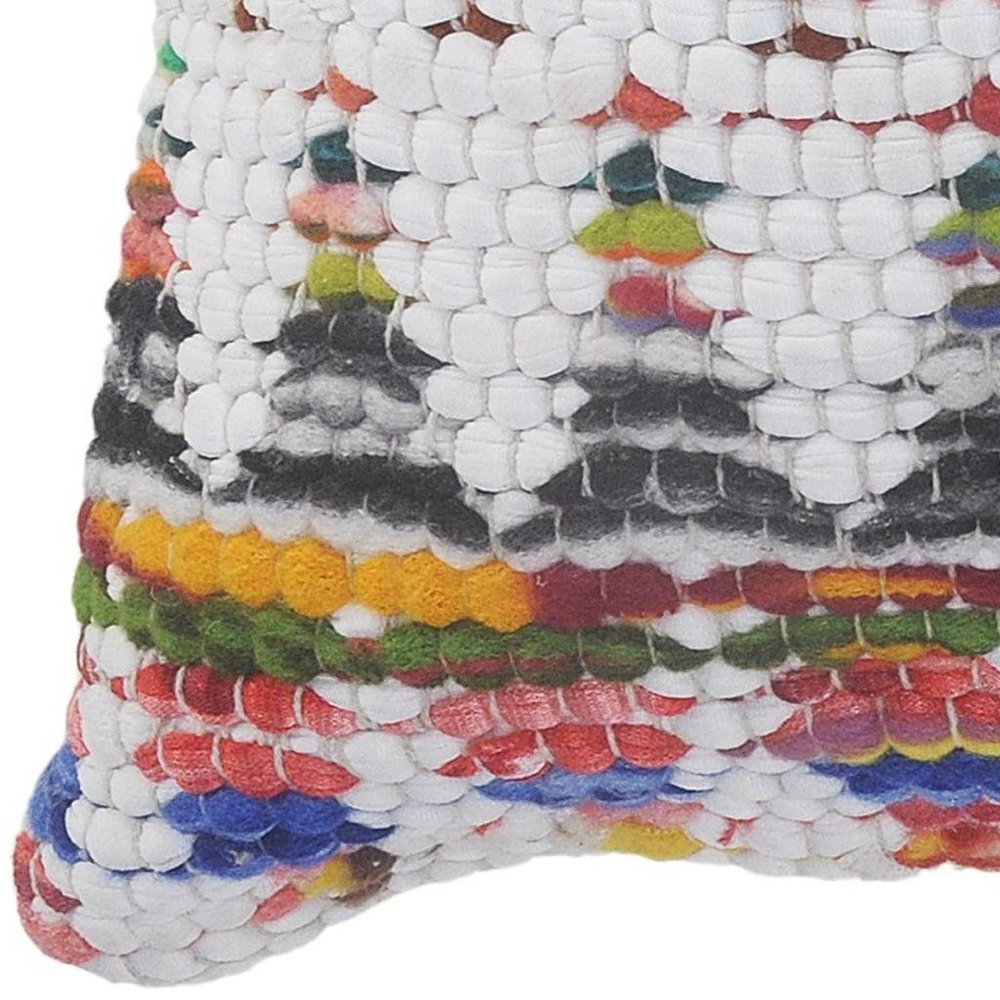 20" White Purple And Red Geometric Cotton Blend Throw Pillow Cover