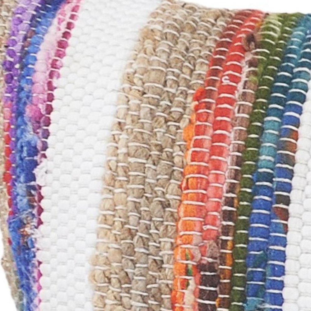 14" X 36" Tan White And Purple Lumbar Geometric Cotton Blend Throw Pillow Cover