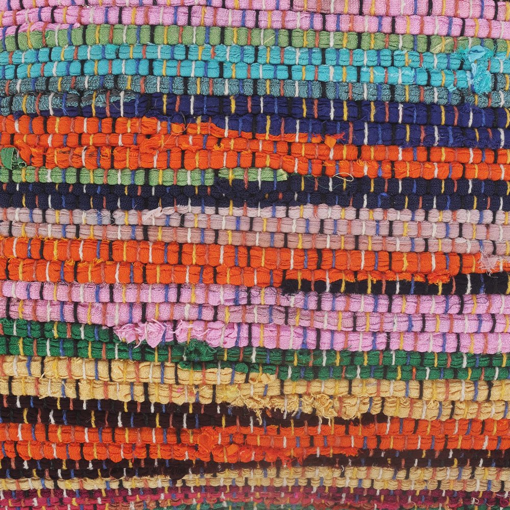 20" Tan Pink And Blue Beach Striped Cotton Blend Throw Pillow Cover