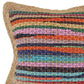 20" Tan Pink And Blue Beach Striped Cotton Blend Throw Pillow Cover