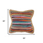 20" Tan Pink And Blue Beach Striped Cotton Blend Throw Pillow Cover