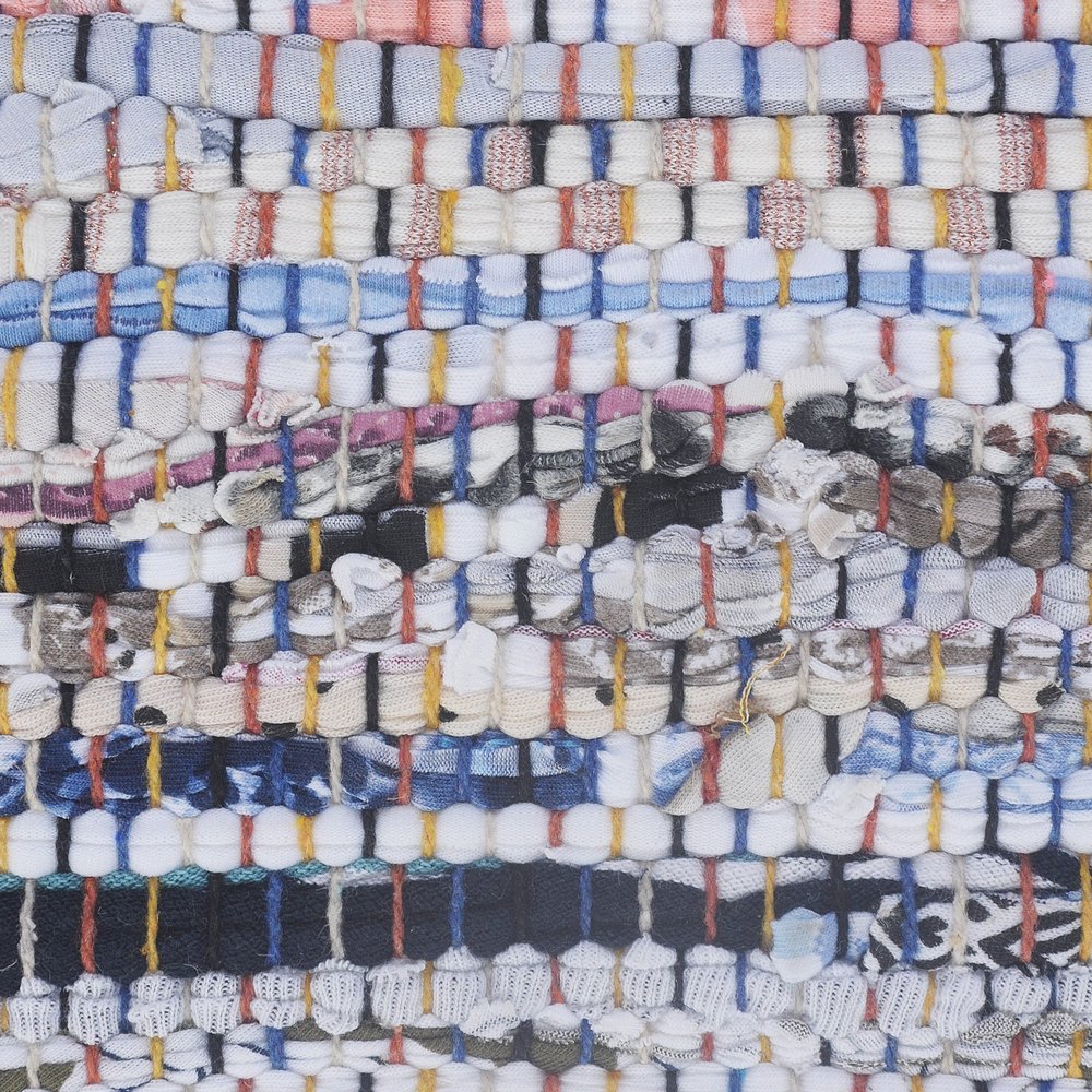 20" Tan White And Blue Beach Striped Cotton Blend Throw Pillow Cover