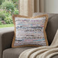 20" Tan White And Blue Beach Striped Cotton Blend Throw Pillow Cover with Texture