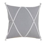 20" Gray And White Beach Geometric Cotton Throw Pillow Cover