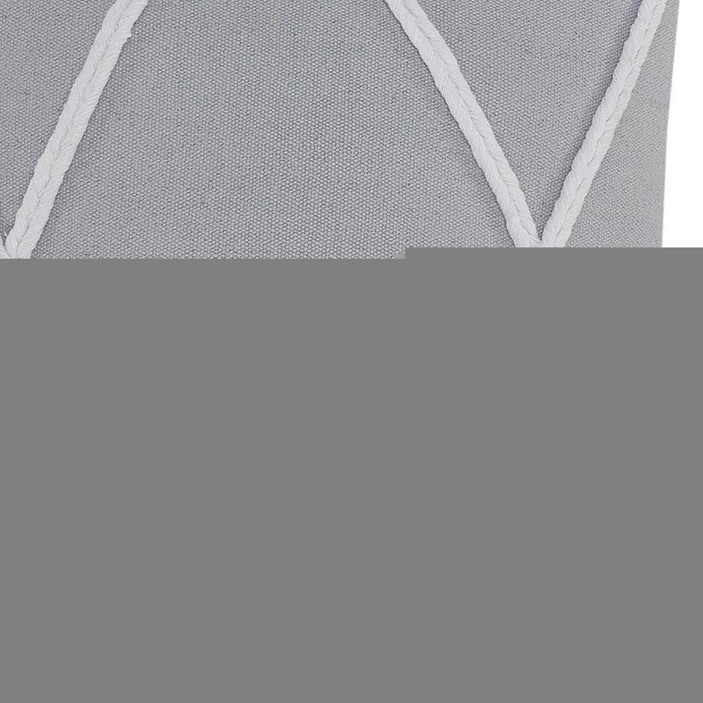 20" Gray And White Beach Geometric Cotton Throw Pillow Cover with Tufts And Texture