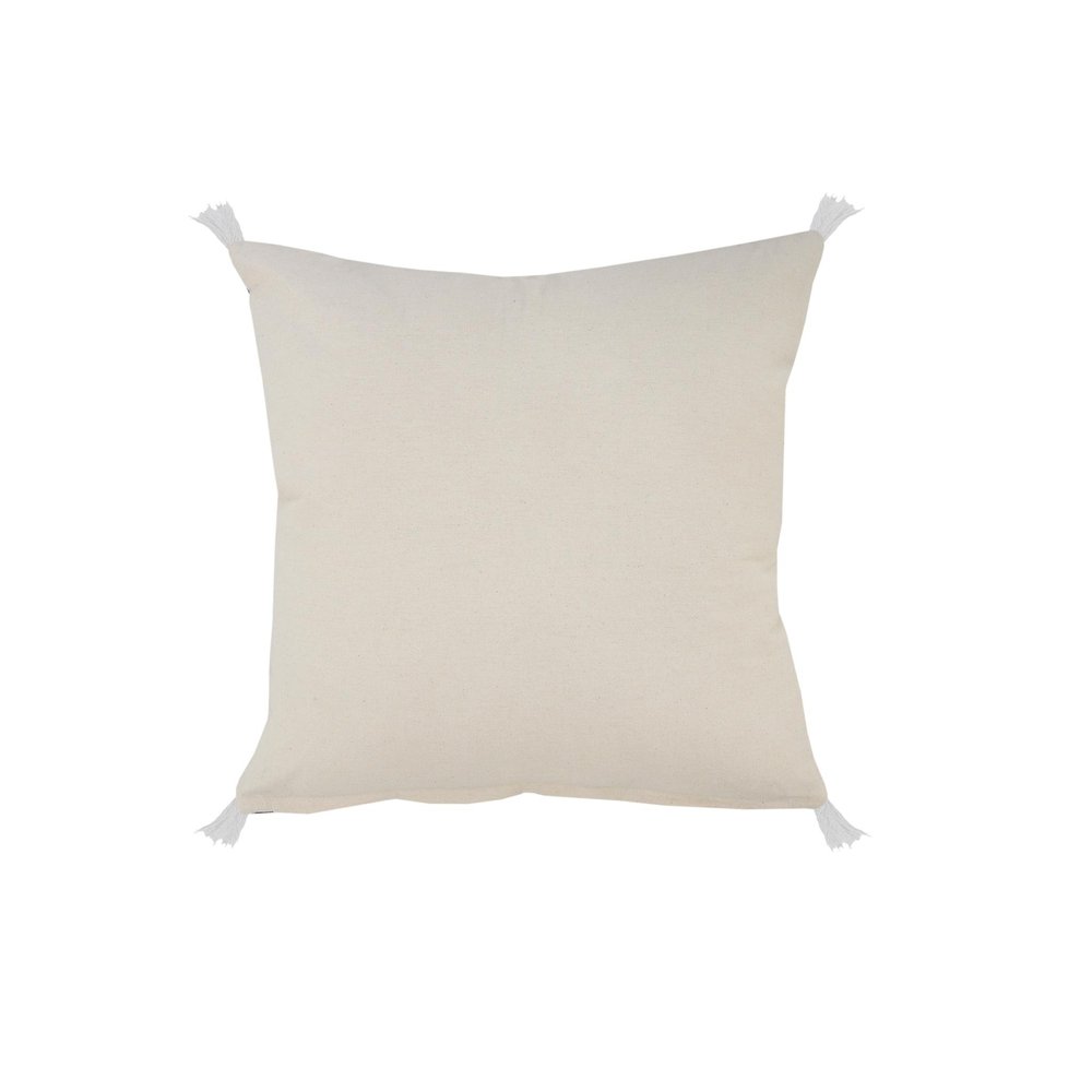 20" Gray And White Beach Geometric Cotton Throw Pillow Cover with Tufts And Texture