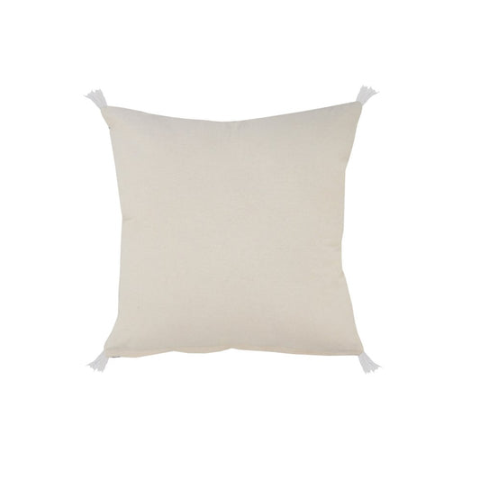 20" Gray And White Beach Geometric Cotton Throw Pillow Cover with Tufts And Texture