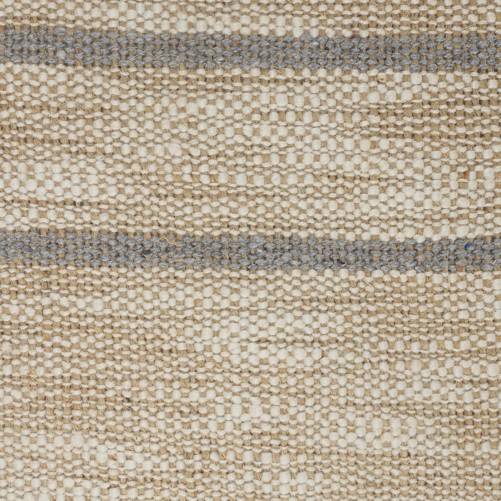 20" Tan And Gray Striped Cotton Blend Throw Pillow Cover with Fringe