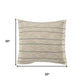20" Tan And Gray Striped Cotton Blend Throw Pillow Cover