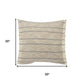 20" Tan And Gray Striped Cotton Blend Throw Pillow Cover with Fringe